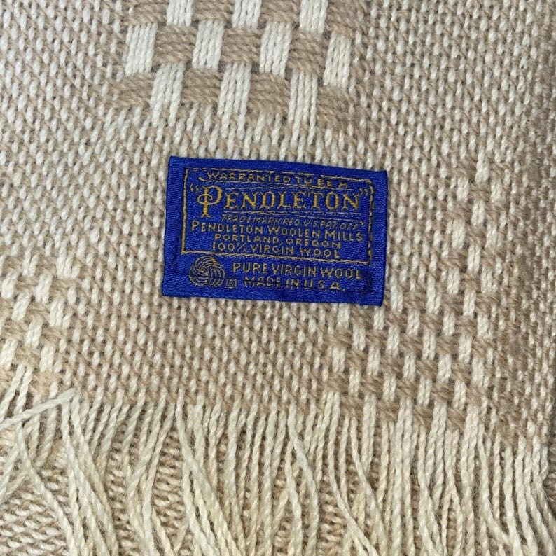 Pendleton Woven Fringe Throw Blanket 100% Wool Made In USA 57” X 68” Excellent image 1