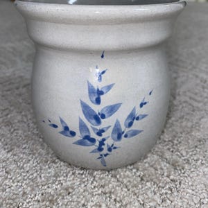 Red Wing Stoneware Co vaxvärmare 4,5" blå ormbunke keramikljussmältare tillverkad i USA