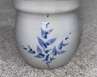 Réchauffeur de cire Red Wing Stoneware Co, 4,5 po. Fondeur de bougies en poterie bleu fougère fabriqué aux États-Unis