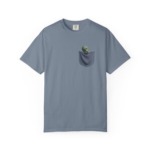 Pocket Alien Illusion T-Shirt, Cute Sleeping Alien Unisex Faux-Pocket Graphic Tee