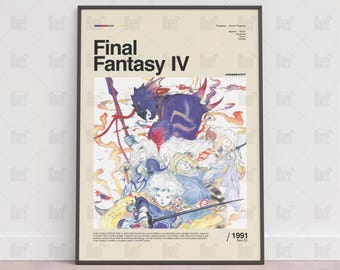 Final Fantasy IV-affisch, spelrumsaffisch, spelväggaffisch, speltryck, spelgåva, videospelaffisch, spelväggkonst