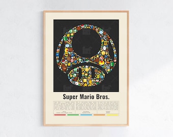 Super Mario Bros-affisch, spelrumsaffisch, spelväggaffisch, speltryckaffisch, spelgåva, videospelaffisch, spelväggkonst