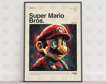 Super Mario Bros-affisch, spelrumsaffisch, spelväggaffisch, speltryckaffisch, spelgåva, videospelaffisch, spelväggkonst