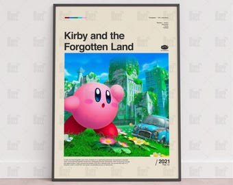 Kirby och det glömda landet-affisch, spelrumsaffisch, spelväggaffisch, speltryckaffisch, spelgåva, videospelaffisch, spelkonst