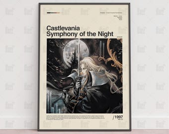 Castlevania Symphony of the Night-affisch, spelrumsaffisch, spelväggaffisch, speltryck, spelgåva, videospelaffisch, spel