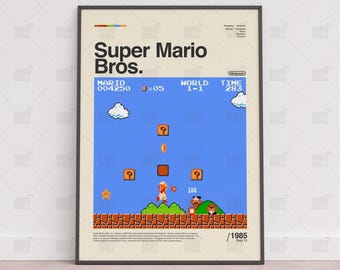 Super Mario Bros-affisch, spelrumsaffisch, spelväggaffisch, speltryckaffisch, spelgåva, videospelaffisch, spelväggkonst