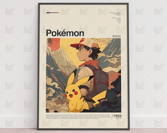 Pokémon-affisch, spelrumsaffisch, spelväggaffisch, speltryckaffisch, spelgåva, videospelaffisch, spelkonstväggdekor, spelkonst