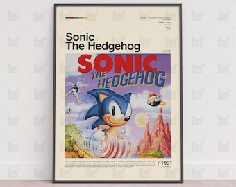 Sonic the Hedgehog-affisch, spelrumsaffisch, spelväggaffisch, speltryck, spelgåva, videospelaffisch, spelväggkonst