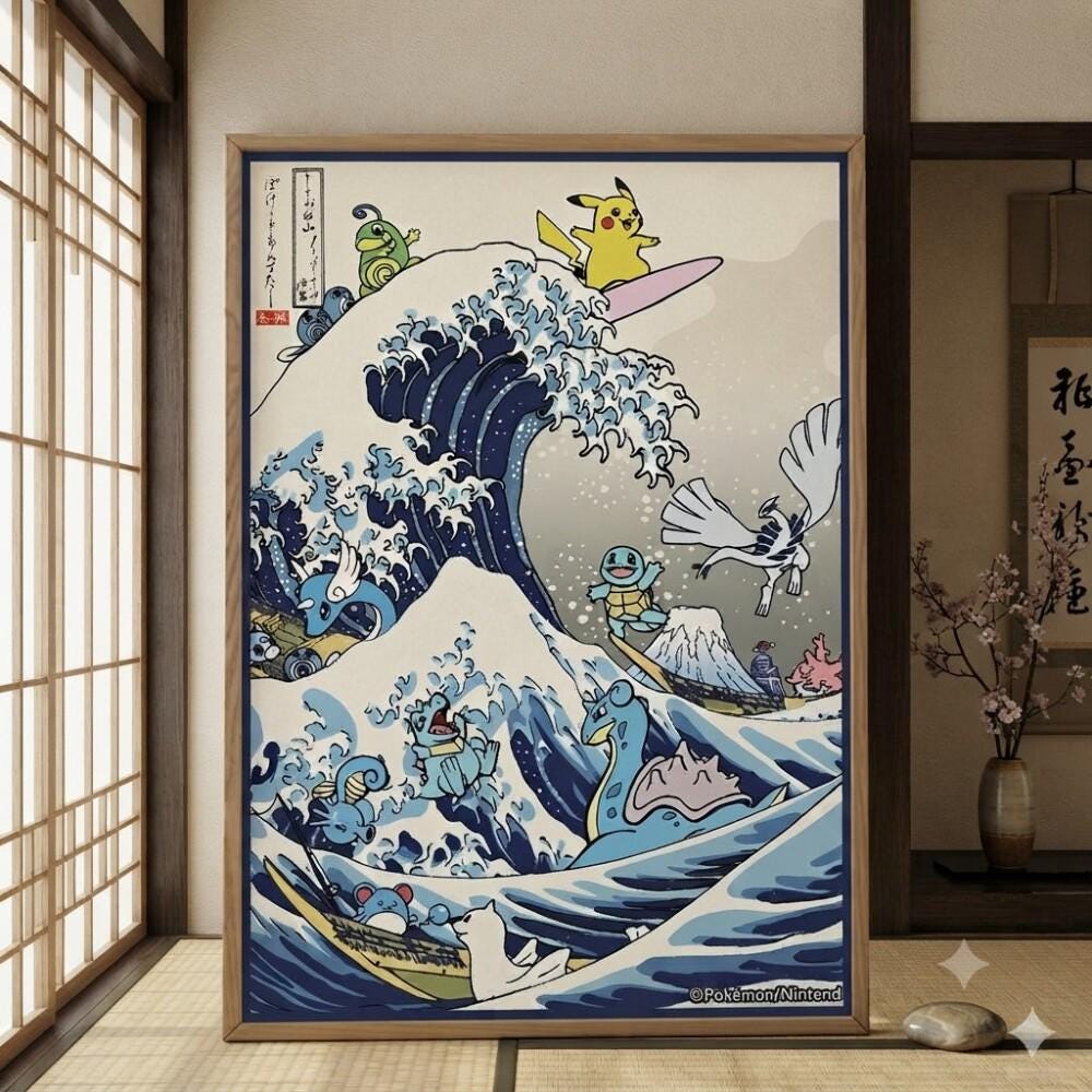 The Great Wave Pikachu - Etsy