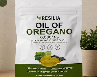 Resilia Oil of Oregano 6000mg Softgels with Black Seed Oil - 60 Capsules – New Sealed