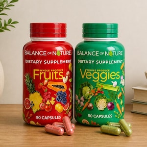 Balance of Nature Fruits & Veggies Whole Food Supplement Capsules – 90 Count