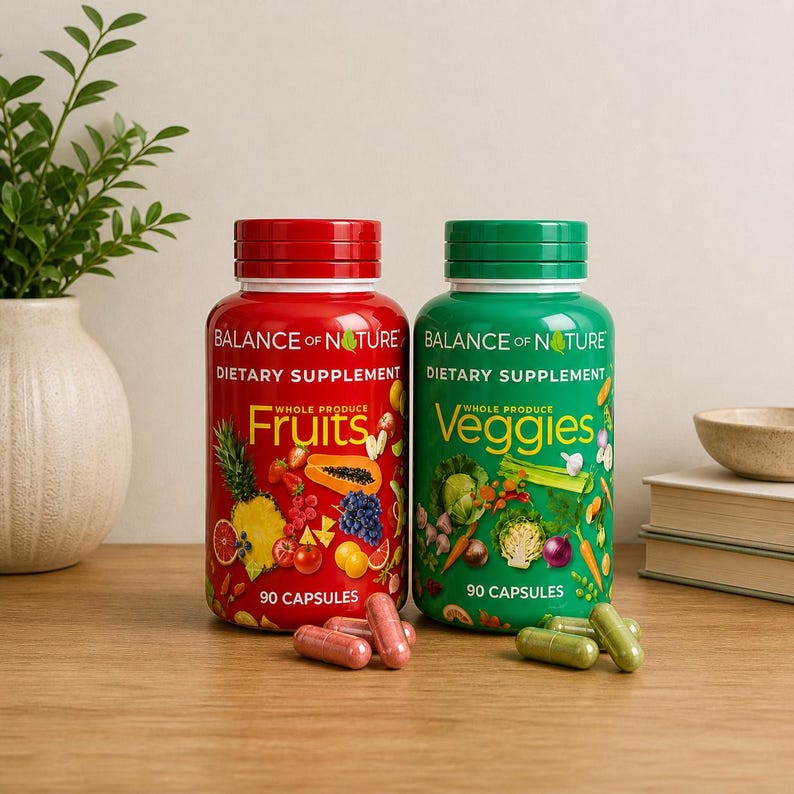Balance of Nature Fruits & Veggies Whole Food Supplement Capsules – 90 Count