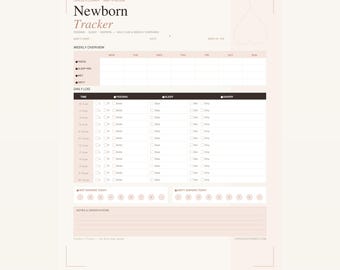 Newborn Tracker Printable | Baby Log, Feeding, Sleep, Diaper Chart (PDF Download)