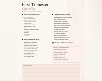 First Trimester Checklist | Pregnancy To-Do List, OB Questions (PDF Download)