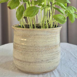 Handgemaakte kruidenpot van steengoed | Moderne plantenhouder voor in de keuken (10,5 cm x 13 cm)
