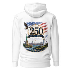 Sudadera con capucha America 250, temática de escenas americanas (algodón suave unisex)