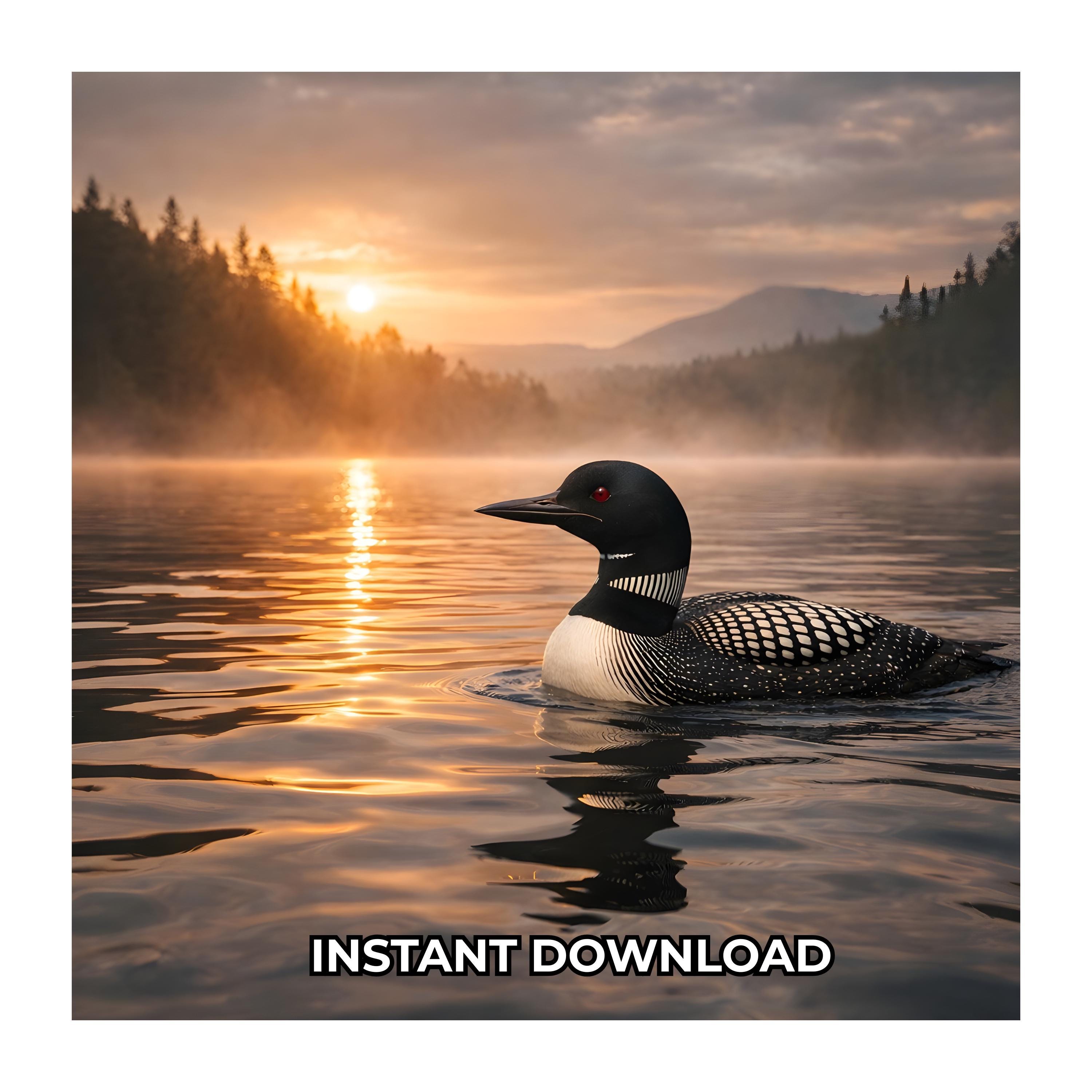 Loon Scene Loon Png, Sunset Lake Loon Png, Realistic Bird Png, Wildlife Nature Png ...
