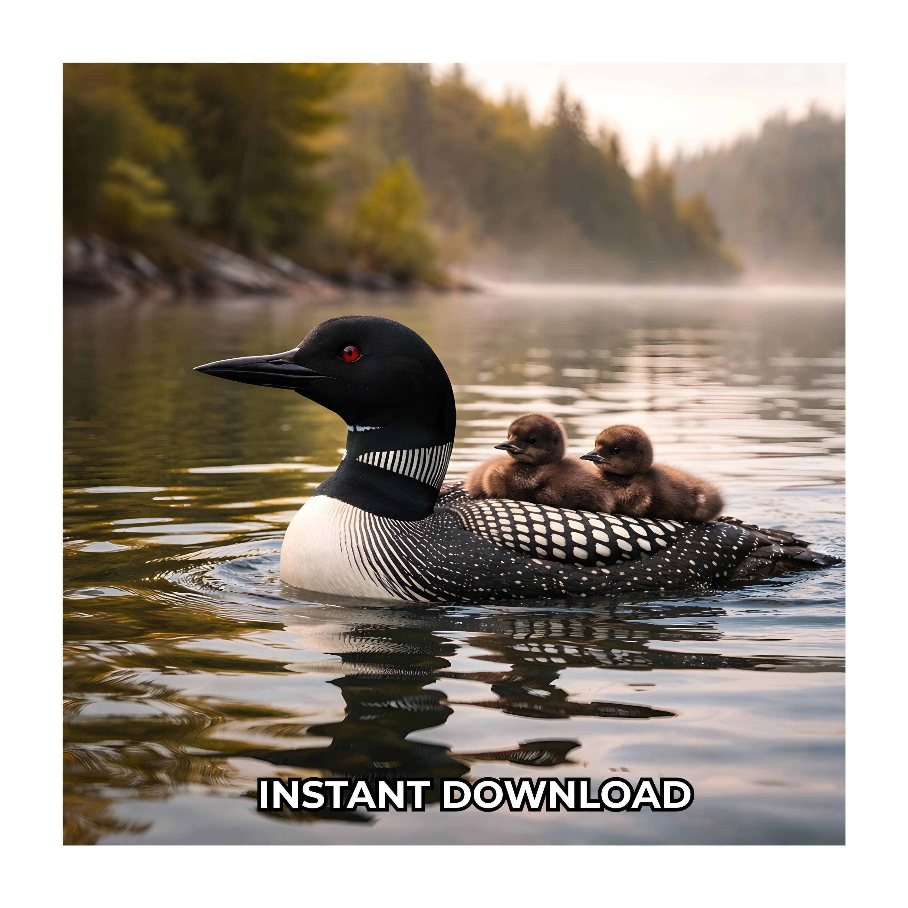 Loon Scene Loon With Babies Png, Baby Loon Png, Wildlife Bird Png, Lake Nature Png ...