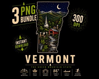 Vermont Bundle png, green mountain state nature scene pack, rustic countryside digital download set