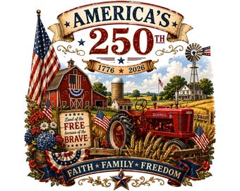 Amerika 250 Feier PNG, patriotisches Ackerschlepperdesign, 1776 2026 Jubiläumskunstwerk, ländliche Americana PNG