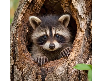 Baby Waschbär PNG, niedlichen Waschbär Cub Digital Download, Waldtier Clipart, Wald Wildtiere, Kinderzimmer Kunst, Instant Download PNG, Waschbär