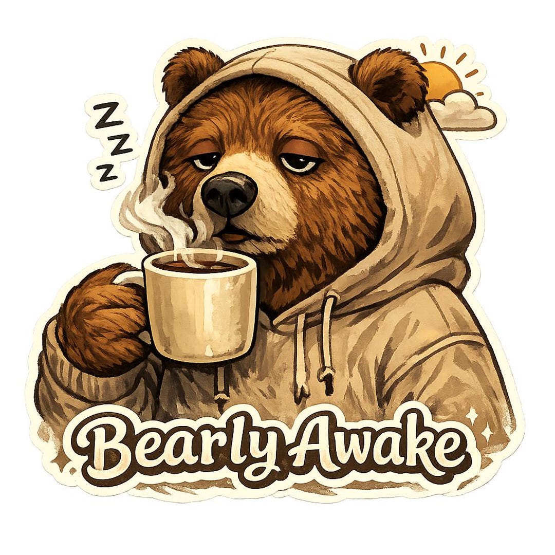 Bearly Awake PNG Bundle, Funny Bear Coffee PNG, Cute Animal Clipart ...