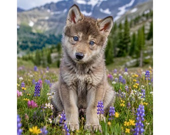 Baby Wolf PNG, Wolf Pup Digital Download, Baby Wolf Cub, Mountain Wildlife, Woodland Nursery Art, Instant Download, wolf png, wolf cub png