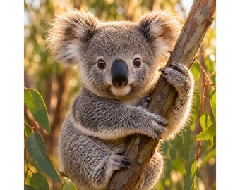 Baby Koala PNG, Cute Koala Digital Download, Baby Koala Bear, Australian Wildlife, Nursery Wall Art, Instant Download, koala png, australia