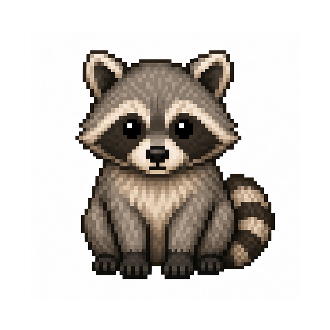 Pixel Raccoon PNG, Cute Woodland Animal Clipart, 8 Bit Forest Animal ...