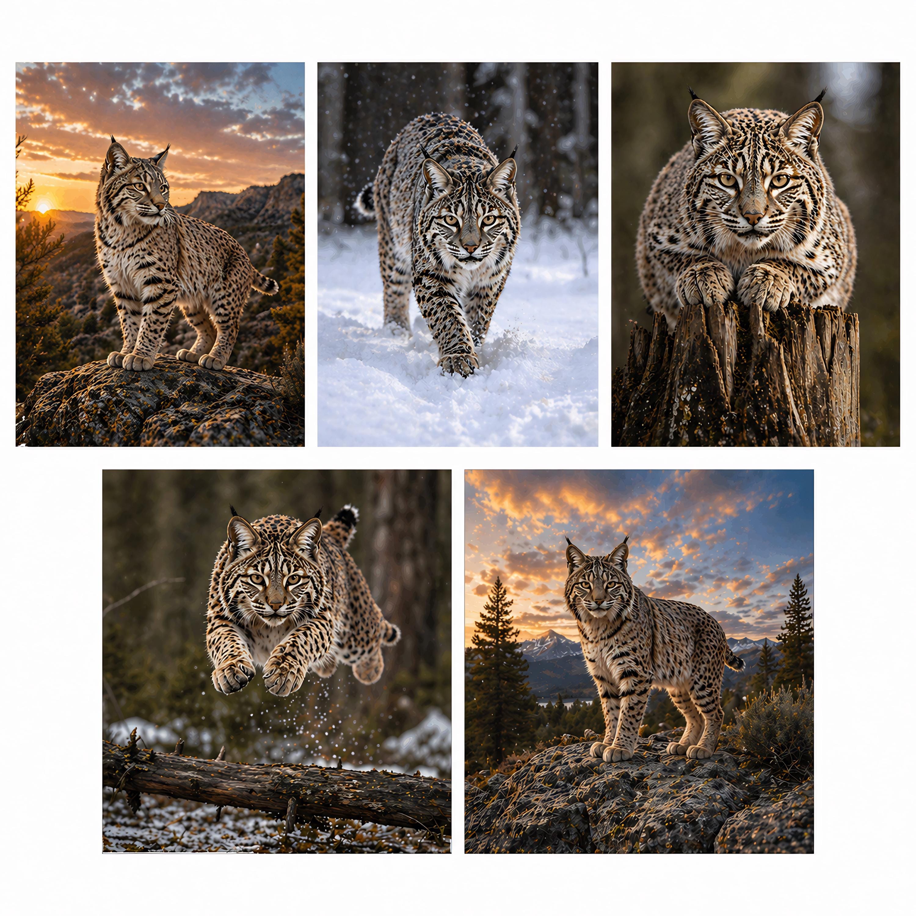 Rustic Bobcat Bobcat Scene No.4 PNG, Bobcat Stump Portrait PNG, Wildlife Animal Art ...