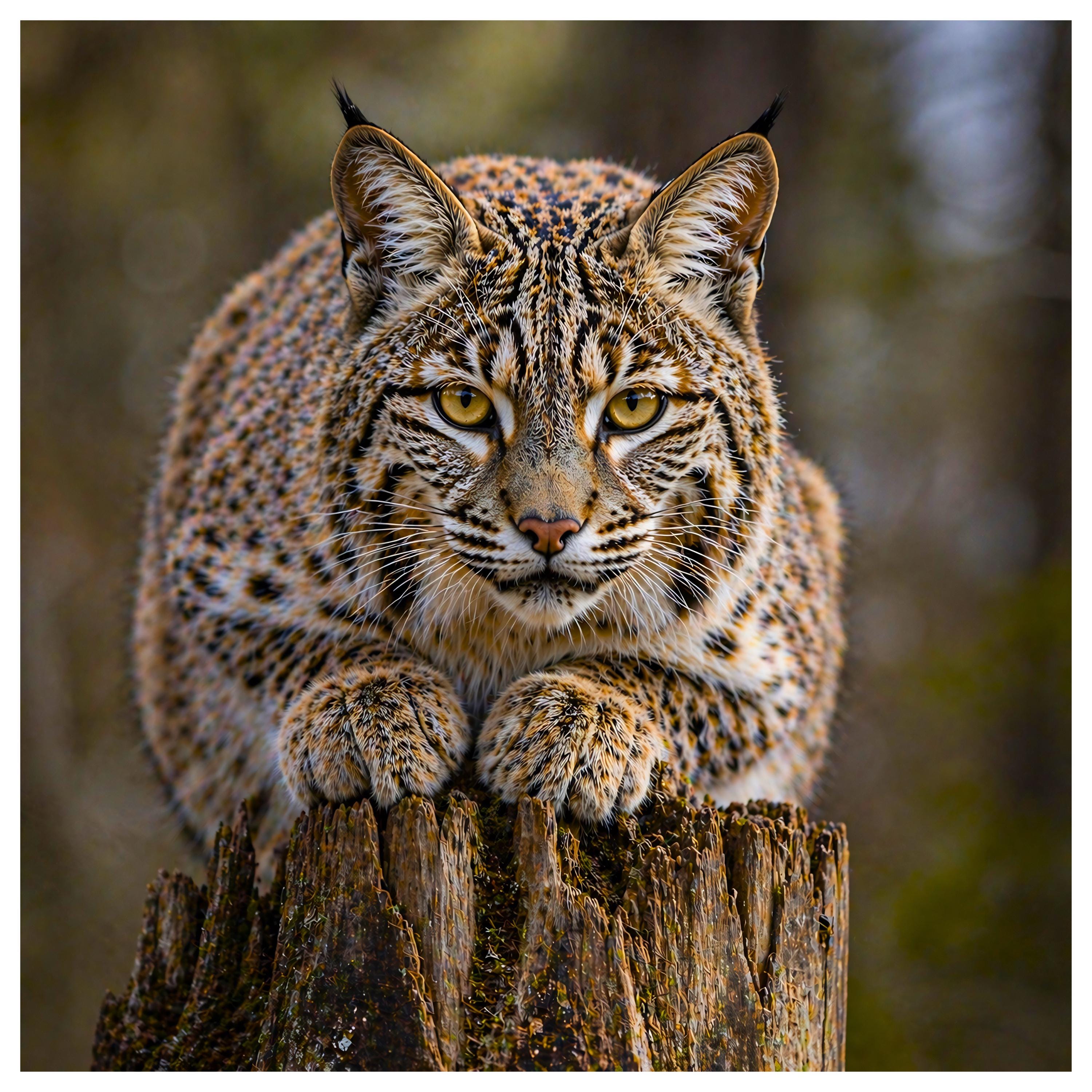 Rustic Bobcat Bobcat Scene No.4 PNG, Bobcat Stump Portrait PNG, Wildlife Animal Art ...