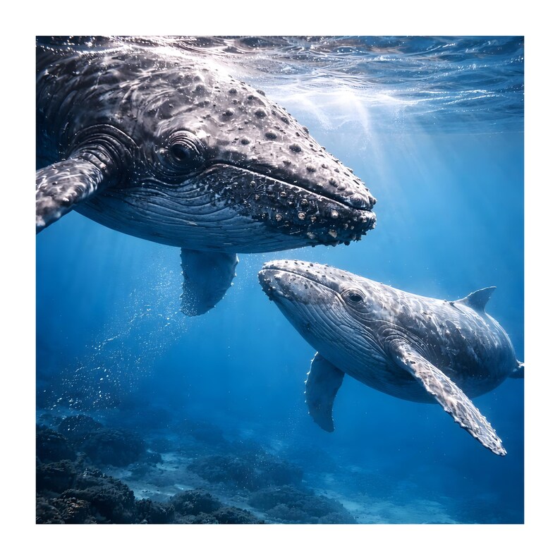 Whale Mother and Baby Png, Humpback Whale Png, Ocean Animal Png, Sea ...