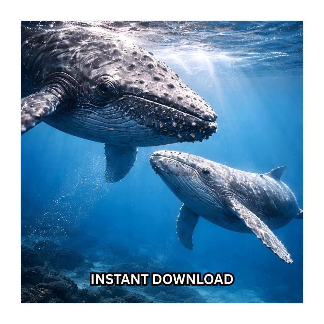 Whale Mother and Baby Png, Humpback Whale Png, Ocean Animal Png, Sea ...