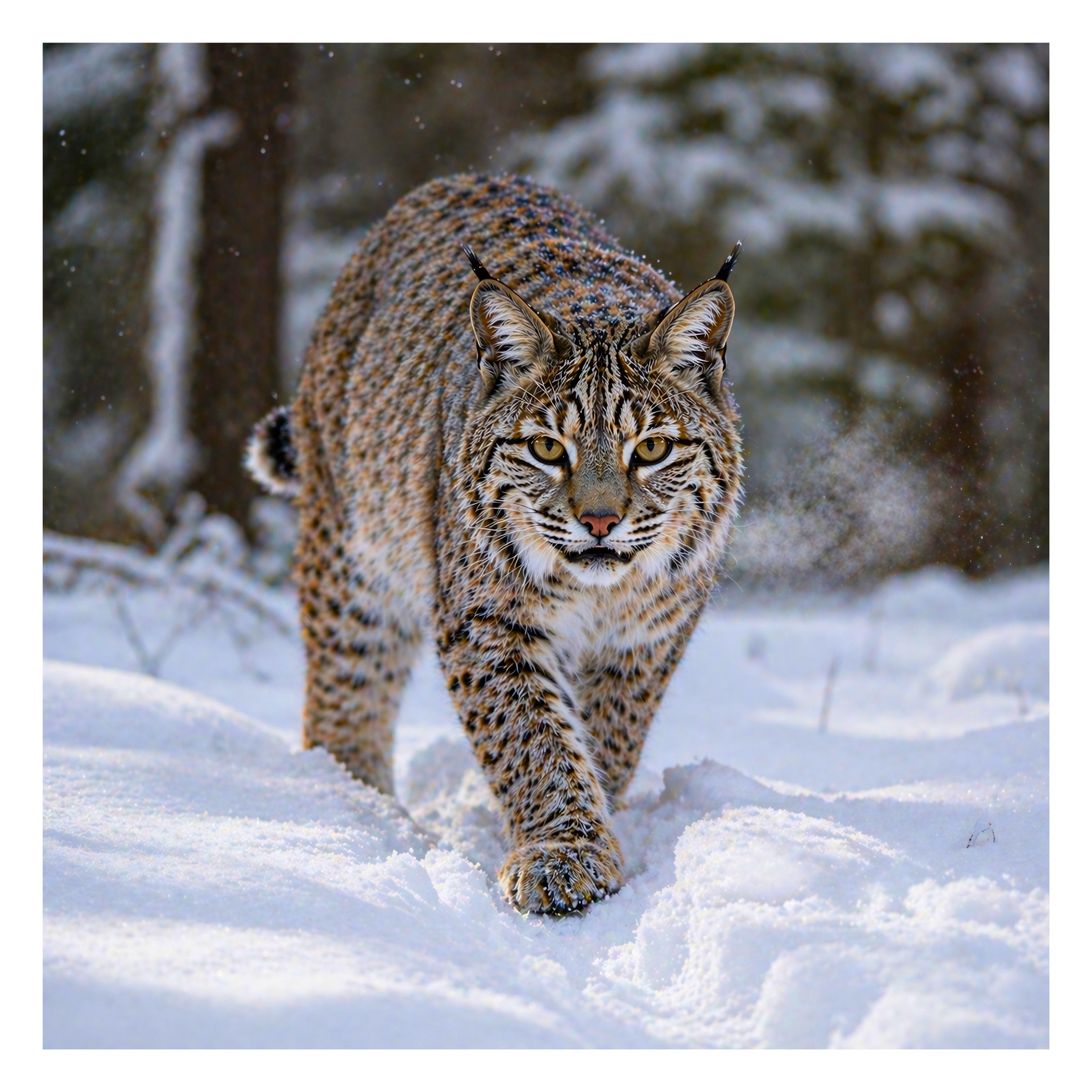 Rustic Bobcat Bobcat Scene No.3 PNG, Winter Bobcat Wildlife PNG, Snow Forest Animal ...