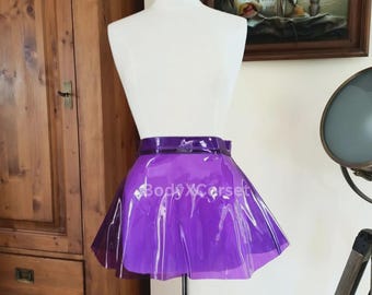 Purple Vinyl Skater Skirt: High Waist A-Line Rave Cosplay