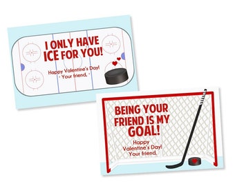 Hockey valentine card, instant download valentine, ice skate class valentine, boy girl valentines, Valentines Day