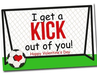 Soccer Valentine, Digital file, printable, instant download, class valentines