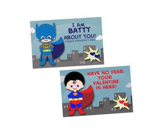 superhero Valentine set, class valentine, digital file, pdf, class valentine cards, INSTANT DOWNLOAD