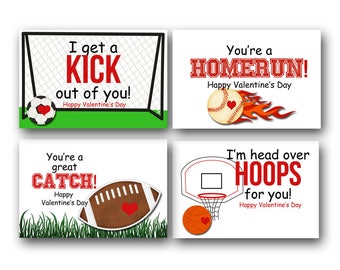 sports valentine card, class valentines, baseball, basketball, football, soccer, class valentines, printable, pdf, INSTANT DOWNLOAD