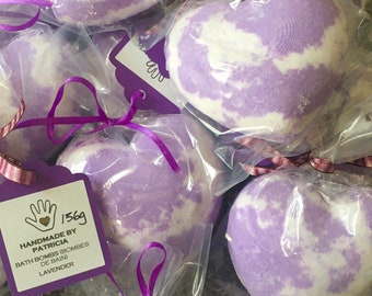 Lavender scented heart shaped bath bombs