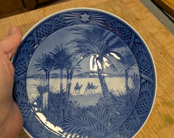 In The Dessert by Kai Lange Royal Copenhagen China collectable blue porcelain plate, 1972