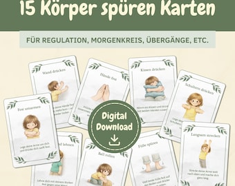 Body awareness cards for children | Self-regulation exercises for preschool | Morning circle & transitions / Home