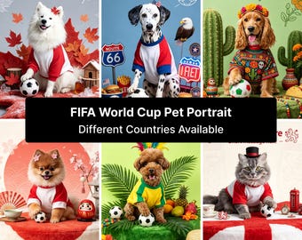 FIFA 2026 World Cup Theme Custom Pet Portrait from photo in Costume Personalized Pet Art Funny Pet Gift Digital Pet Photo Gift for Dad