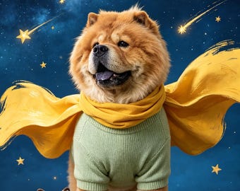 Custom Pet Portrait in Prince Costume Personalized Pet Art Funny Pet Gift Digital Pet Photo AI Pet Portrait from Photo for Pet Memorial