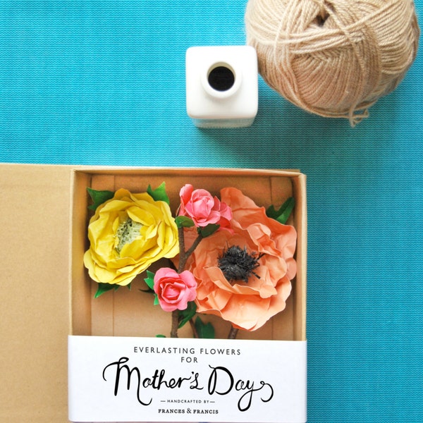 Gift box with paper flowers perfect for Mother's Day