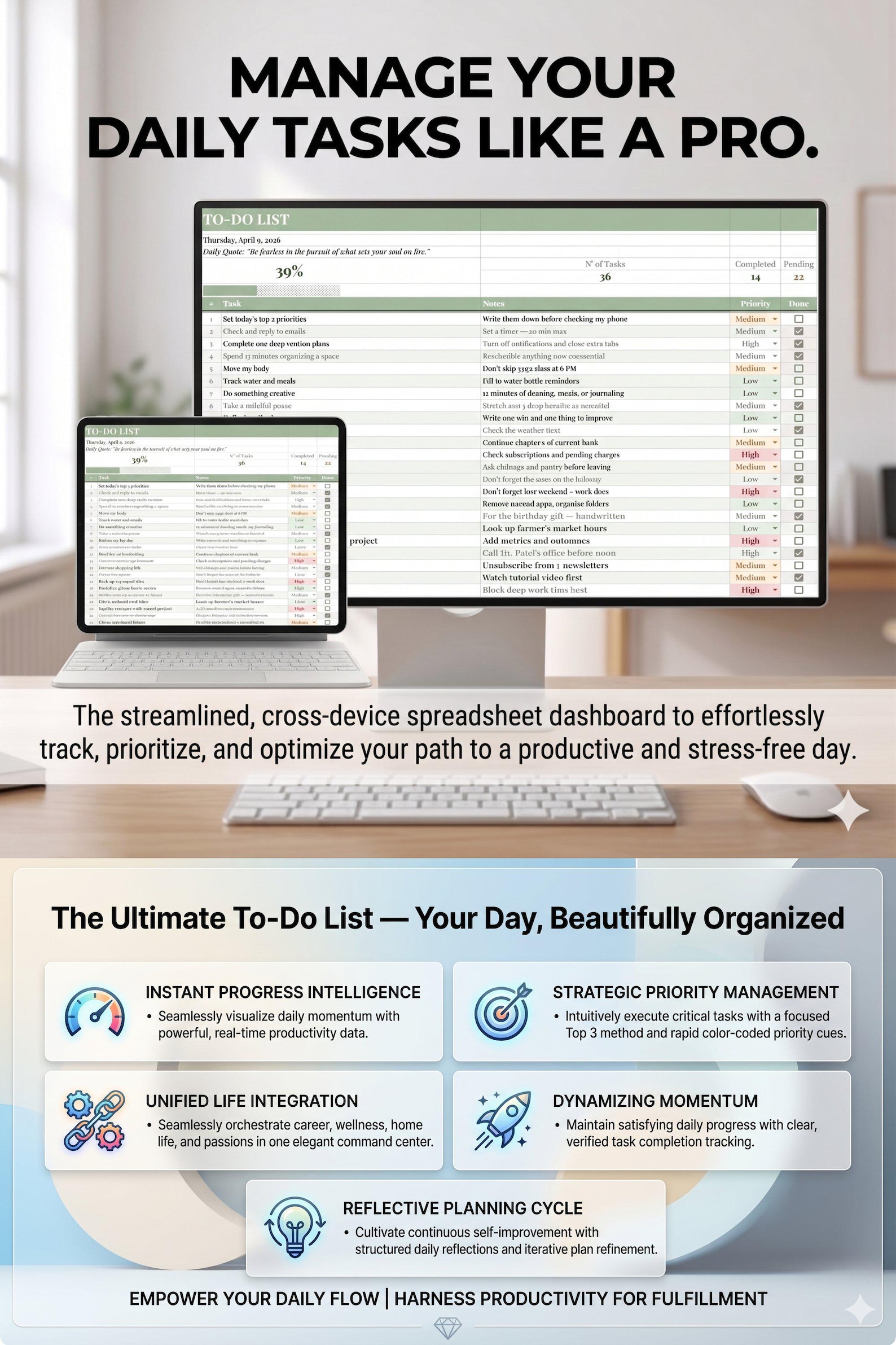 Daily to Do List Google Sheets Template | Priority Task Tracker ...