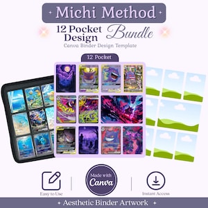 Michi Methode 12-Pocket Binder Vorlage TKG Sammlung Layout Designer Digitaler Download