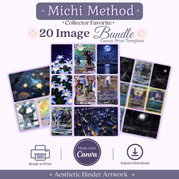 Umbreon Inspired Art Bundle Michi Method Binder Inserts Printable Pages Instant Download