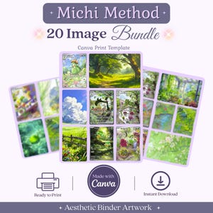 Inserti per raccoglitore con motivo "Erba, metodo Michi" / Pacchetto di 20 illustrazioni / Pronti per la stampa
