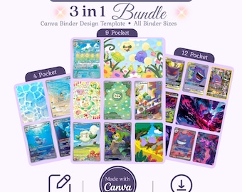 Michi Method Binder Layout, Canva Template Bundle; 4, 9, 12 Pocket Layouts Collectibles Binder Digital Download